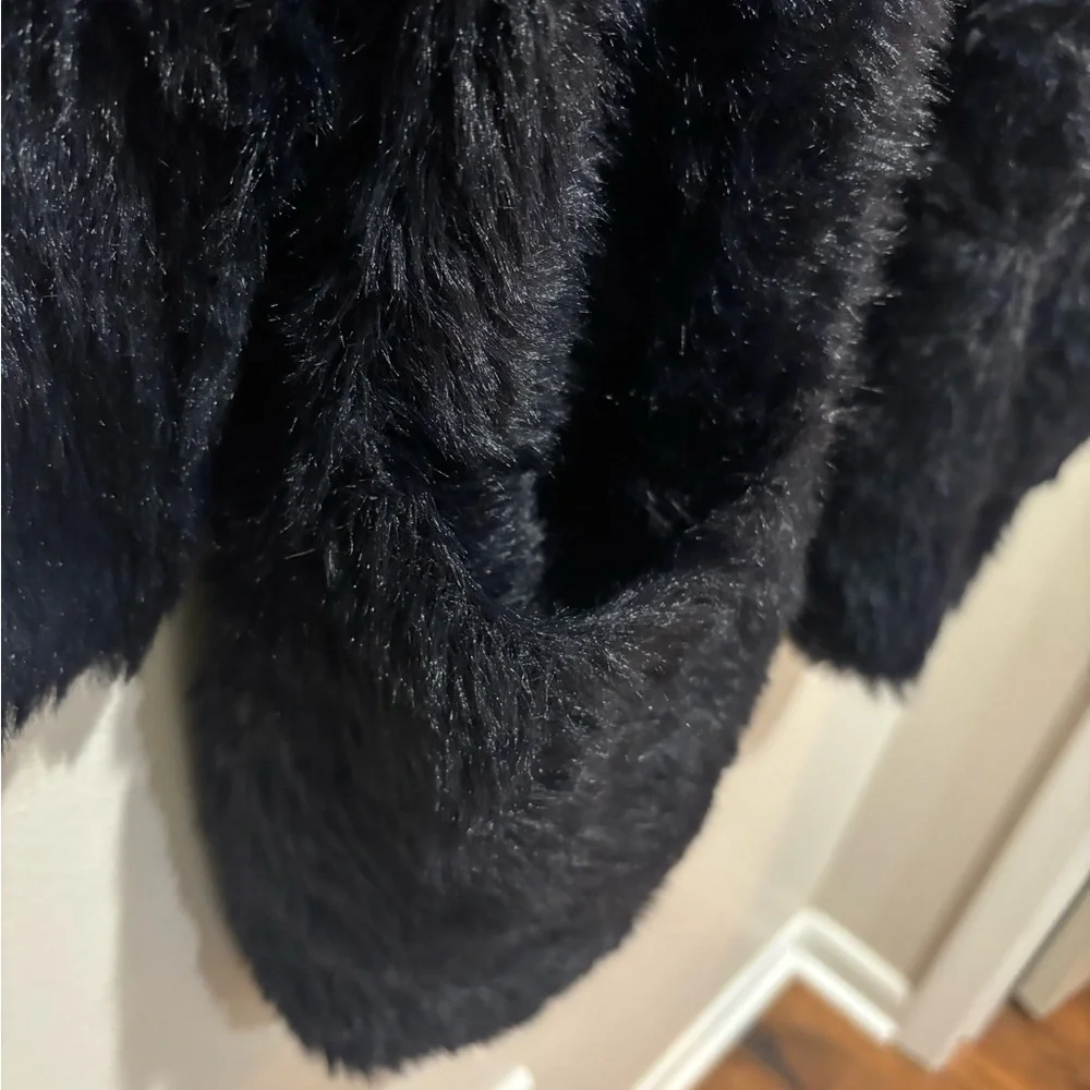 Free People Faux Fur Cardigan Sweater in Black, Women’s Size Large - Picture 7 of 10